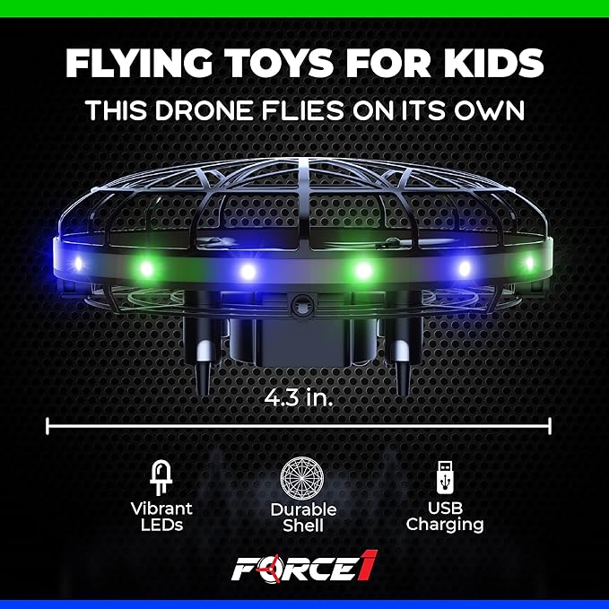 Force1 Scoot LED Hand Operated Drone for Kids or Adults - Hands Free Motion Sensor Mini Drones, Easy Indoor Flying Orb Ball Small UFO Toy for Boys and Girls (Green/Blue)