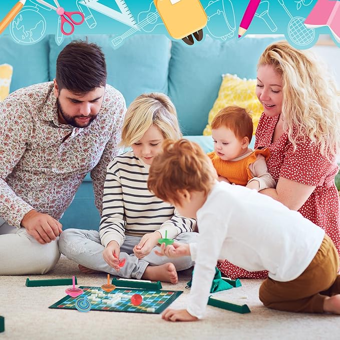 Aoriher Wood Spinning Tops for Kids, Colorful Wooden Gyroscopes Toy, Educational Kindergarten Toys, Rainbow Spin Tops for Games Party Favors Birthday Gifts(24 Pieces)