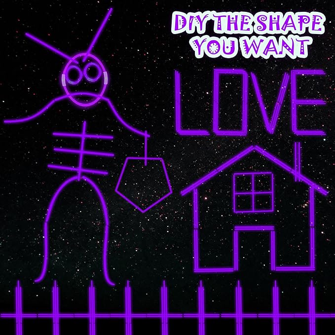 100 pk 8" Purple Glow Sticks Bulk Party Favors, Light up Glow Necklaces & Bracelets in the Dark Party Supplies For Christmas Halloween Mardi Gras Birthday Neon Party (100 * Purple)