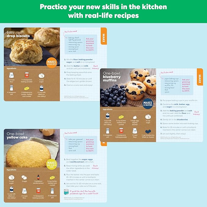 KiwiCo Bake-a-Cake Stand Mixer: Kids Baking Set Ages 3+ | Learn Early Math with Wooden Kitchen Play Set | Includes Cake, Stand Mixer, Measuring Spoons, Flour, Sugar, Play Mat, and Recipe Cards