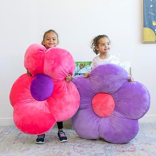 ECR4Kids SoftZone Flower Floor Pillow, Seating Cushion, Purple