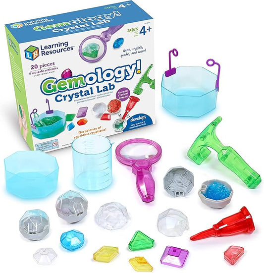 Learning Resources Gemology! Crystal Lab,STEM Toys, Early Science, Science Kit for Kids, Fun Gifts for Kids, 20 Pieces, Ages 4+