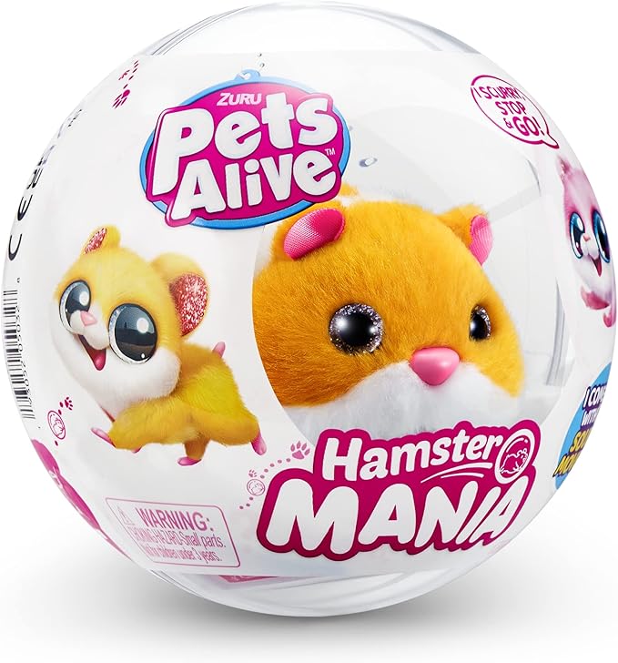 Pets Alive Hamstermania (Orange) by ZURU Hamster, Electronic Pet, 20+ Sounds Interactive, Hamster Ball Toy for Girls and Children