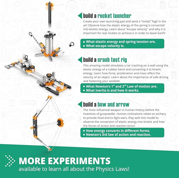 Engino- STEM Toys, Physics Laws: Inertia, Friction, Circular Motion, Construction Toys for Kids 9+, Educational Toys, Gifts for Boys & Girls (6 Model Options)