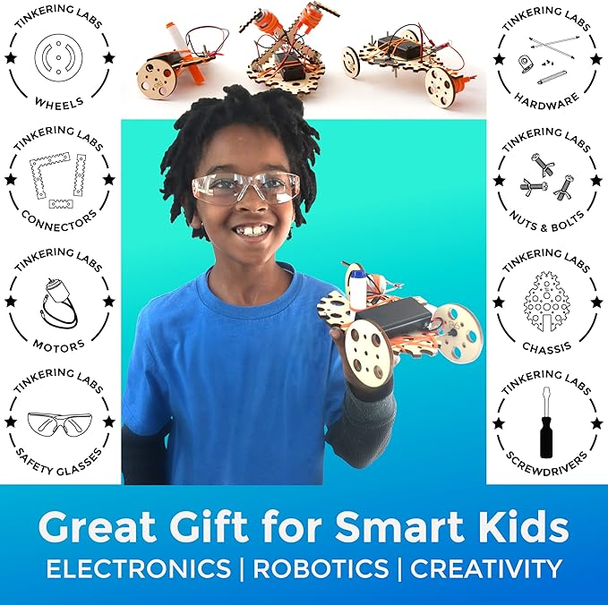 Robotics Engineering Kit | Designed by Scientists in USA | 50+ Parts | 10+ STEM Projects For Kids 8-12 | Learn Electronics, Science | Grow Creativity, Grit | Great DIY Inventor Toy Gift