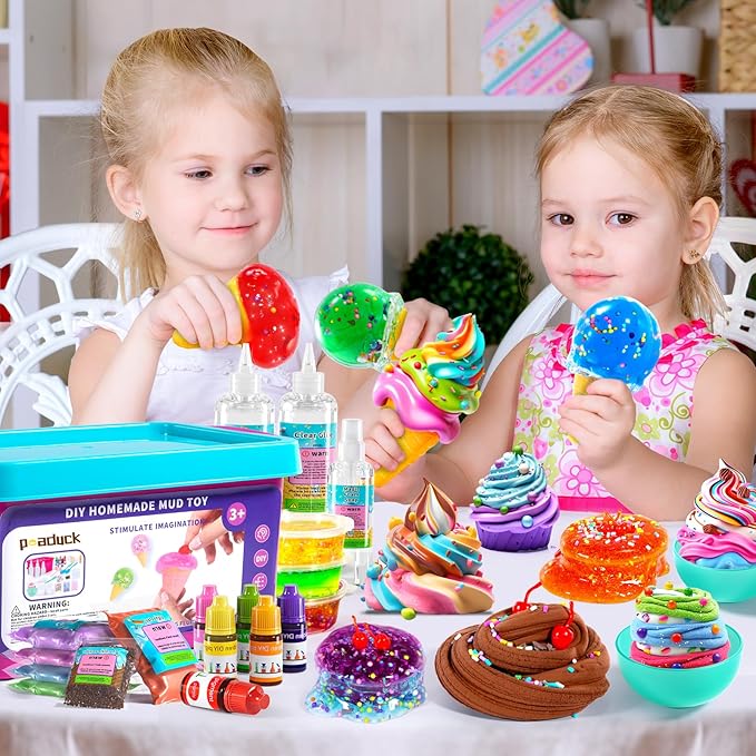 Making Kit Ice Cream for Girls, DIY Arts and Crafts Supplies, Molding Clay with Sculpting Tools, Stuffers for Kids Boys Girls 4 5 6 7 8 9 10 11 12 Years Old, Fun Birthday Gifts for Girls 8-12