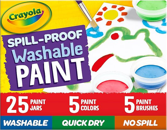 Crayola Spill Proof Paint Set (25ct), Washable Paint for Kids, Kids Craft Supplies, Holiday Gift for Toddlers & Kids, Nontoxic, 3+