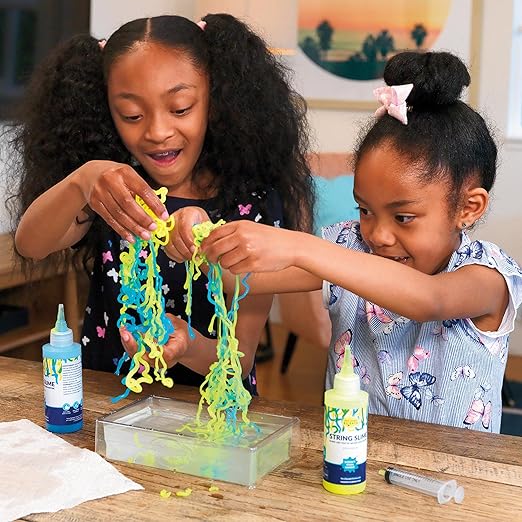 Steve Spangler Science String Slime Starter Kit, Includes Blue and Yellow (3.4 oz. Each) – DIY Slime Science Experiment Kit for Kids, Explore and Teach Science of Polymers, Exciting STEM Activity