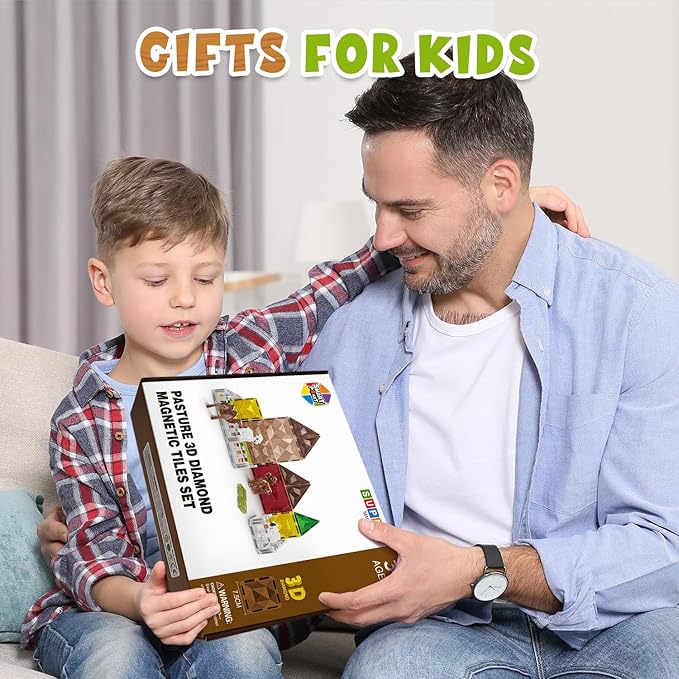 Magnetic Tiles Farm for Toddlers 1-3 Animals, Magnet Tile Set for Kids Ages 3-5 4-8 8-12 Boys Girls, Building Blocks Stem Stack Toys for Travel, Birthday Gift, Preschool