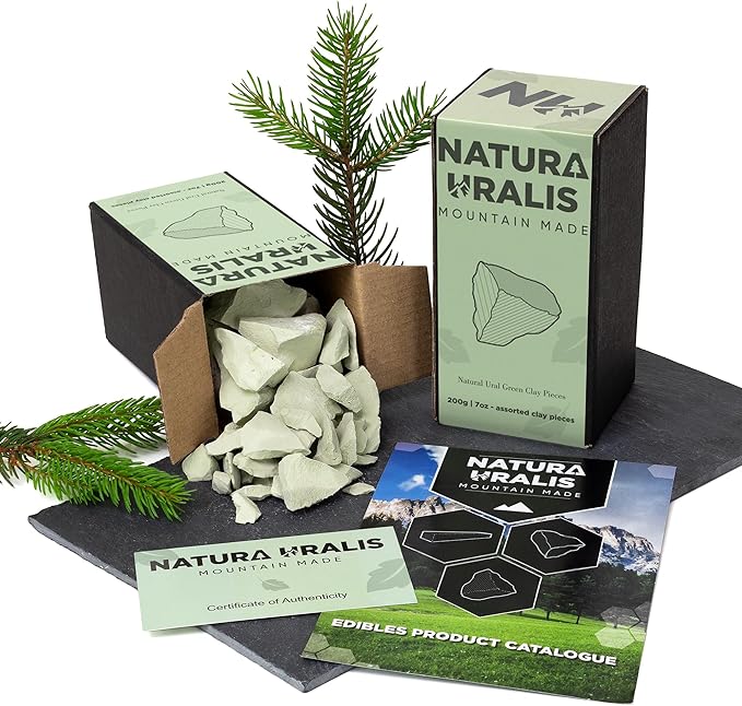 Ural Green Clay | 7oz of Natural Green Clay, Pastel to Verdant Green - Amazing Crunch, Satisfying Earthy, Velvety and Firm Texture, ASMR Sensation