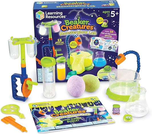 Learning Resources Beaker Creatures Monsterglow Lab - 13 Pieces, Ages 5+ Kids Educational Science Kits, Kindergartner Science Games, Homeschool Science, STEM Toys, Slime Kit