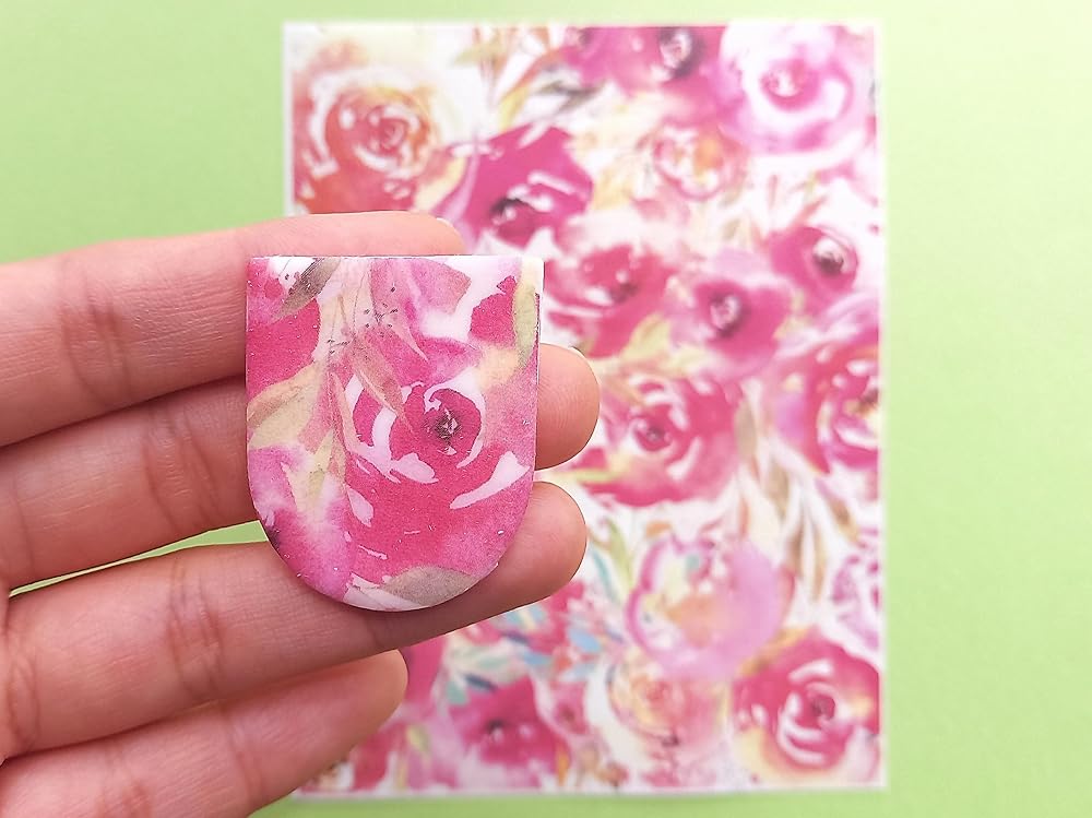 Jinnyous Jewellery Watercolor Flower Polymer Clay Image Transfer Sheet Paper Set of 4 (4 sheets (1 of each))