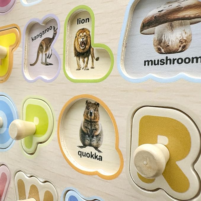 QUOKKA Wooden Puzzles for Toddlers 1-3 - 8XSET Toddler Puzzles Ages 2-4 with Rack - Learning Alphabet, Numbers and Animals Toy Puzzles for Toddlers 3-5 - Wood Games Gift for Boys and Girls