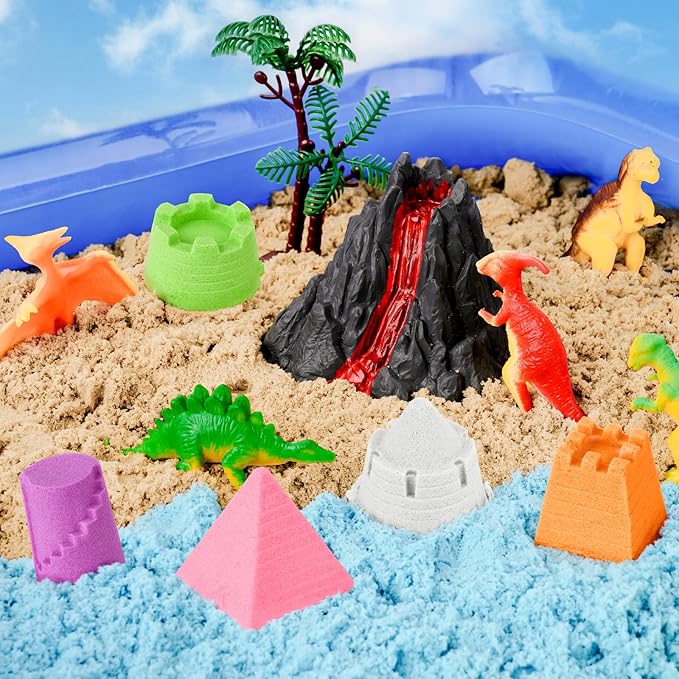 11 Lbs Moldable Self-Sticking Sand, Never Dries Out-Fun for 3 Years and up Kids Bulk Refill for Sensory Sand Box Toys, Ideal for Shaping, Squeezing, Scooping and Rolling (5 Light Colors)