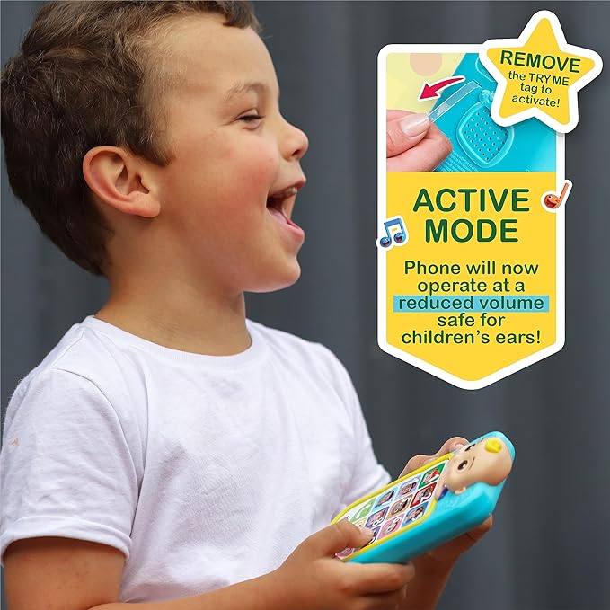 CoComelon JJ’s First Learning Toy Phone for Kids, Lights, Sounds, Music, Letters, Numbers, Colors, Shapes, and Weather, Kids Toys for Ages 18 Month by Just Play