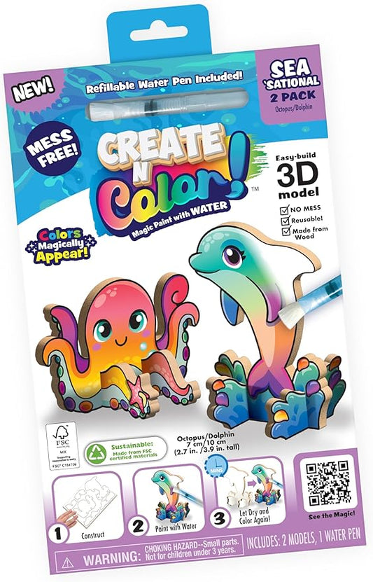 Magic Paint with Water - Mess Free Coloring for Toddlers - Toddler Travel Essential and Mess Free Painting Set - Toys and Gifts for Kids, All Craft Supplies Included (Sea'Sational)