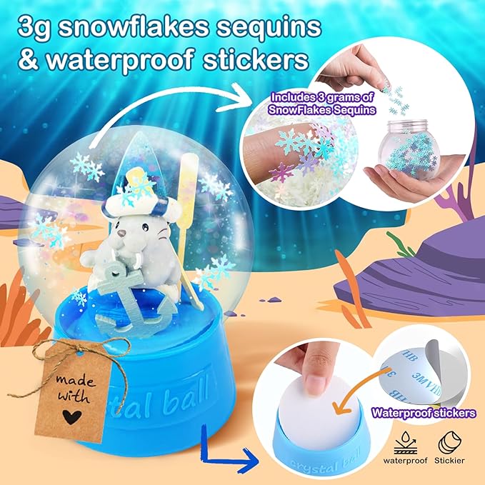 Make Your Own Water Globe - Snow Water Stem Projects DIY Activities Glitters Supplies Perfect Arts and Crafts Clay for Girls Boys Kids
