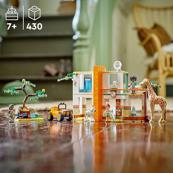 LEGO Friends Mia's Wildlife Rescue Toy 41717 with Zebra and Giraffe Safari Animal Figures Plus 3 Mini Dolls, Birthday Gift Idea for Kids, Girls & Boys Age 7 Plus Years Old