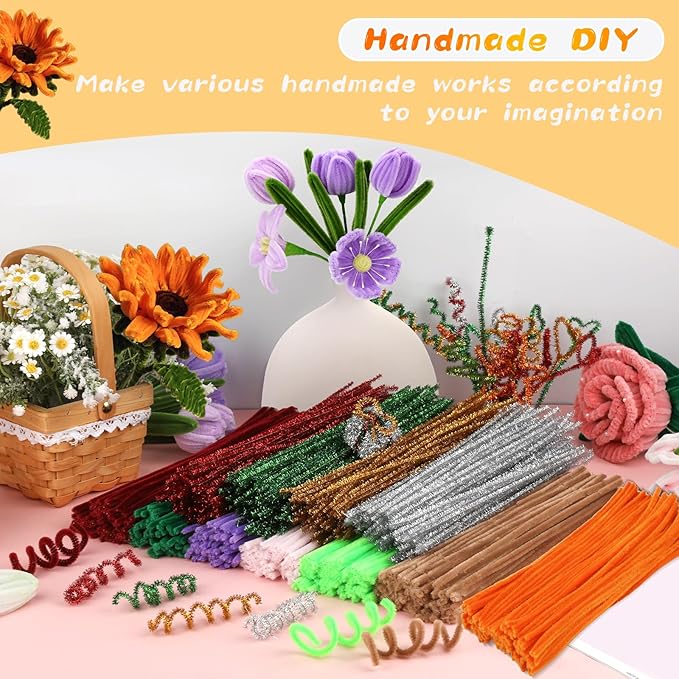 ZXIIXZ Chenille Stems Pipe Cleaners, 100 Pcs Pipe Cleaners Craft Supplies for DIY Hand Craft Arts Making, Festivals Home Bouquet Decorations Craft/Orange