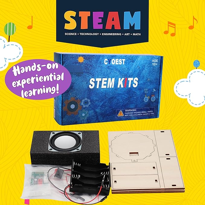 STEM Projects for Kids & Adults Build Your Own Bluetooth Speaker - Science Experiment Electronics Kit | Beginner's Starter DIY Set,STEM Gifts for Teenage Girls + Boys Ages 10 and Up (Single Speaker)