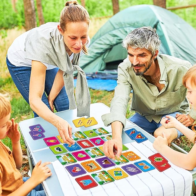gisgfim 50 Pairs Memory Matching Game for Kids Summer Camp Concentration Games for Preschool Educational Ages 3-8 A Fun & Fast Camp Theme Memory Matching Games