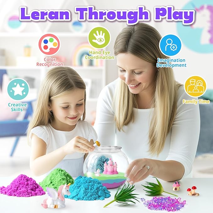 VigorFun Unicorn Terrarium Kit for Kids - Creative LED Night Light Gifts for Girls Birthday Age 3+, DIY Arts & Crafts Light Up Kit, Unicorn Toys for Kids 4 5 6 7 8 9 10 Year Old