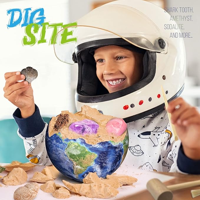 XXTOYS Solar System Gemstone Dig Kit - Dig Up 13 Gems, Rocks & Fossils - Space Toys Science Kits for Kids, Great Geology Gift for Boys & Girls 6-8 STEM Educational Toys