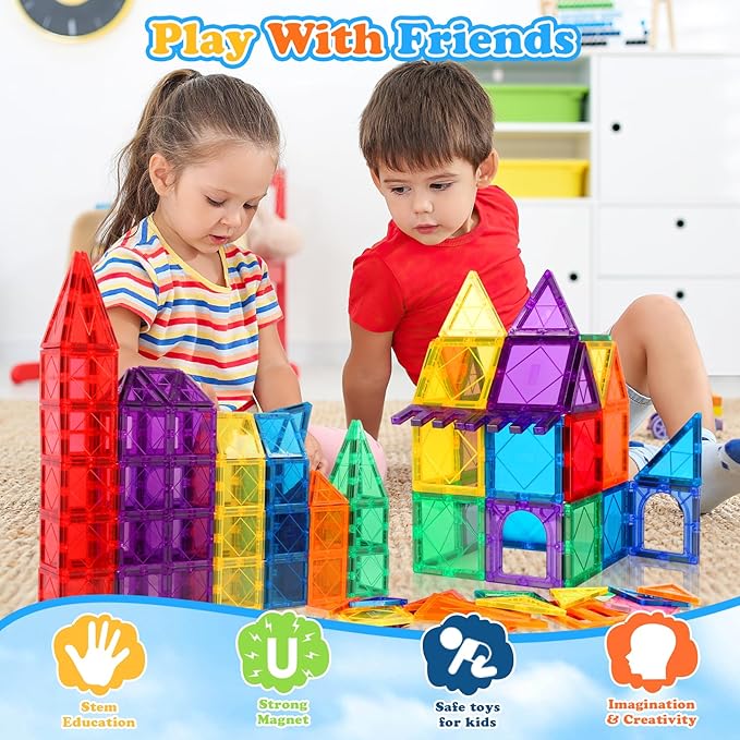 Magnetic Tiles Toys for 3 4 5 6 7 8 Year Old Boy Girls Kids Beginner Set,Magnetic Building Blocks Learning Toys for Toddlers Age 2-4 3-5 4-5 5-6 6-8 Birthday Christmas Ideas (20PCS Colourful)