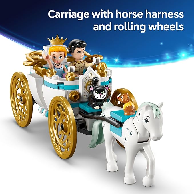 LEGO Disney Princess Cinderella's Castle & Horse Carriage Playset - Princess Castle Building Toy for Kids, Girls and Boys, Ages 6+ - with 2 Minidolls - Gift Idea for Birthdays - 43275
