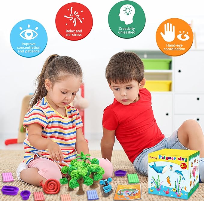 IGaiety Polymer Clay 110 Colors Oven Bake Clay Kit DIY Baking Clay Modeling Craft Clay with Sculpting Tools and Accessories 245 Pcs Non-Toxic Ideal Gift for Beginner Adults Kids Jewelry Making