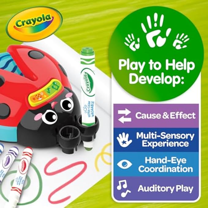 Crayola Musical Color Bug, Toddler Sensory Toy, Ladybug Toy for Kids, Arts & Crafts, Gifts for Toddlers, Ages 2, 3, 4