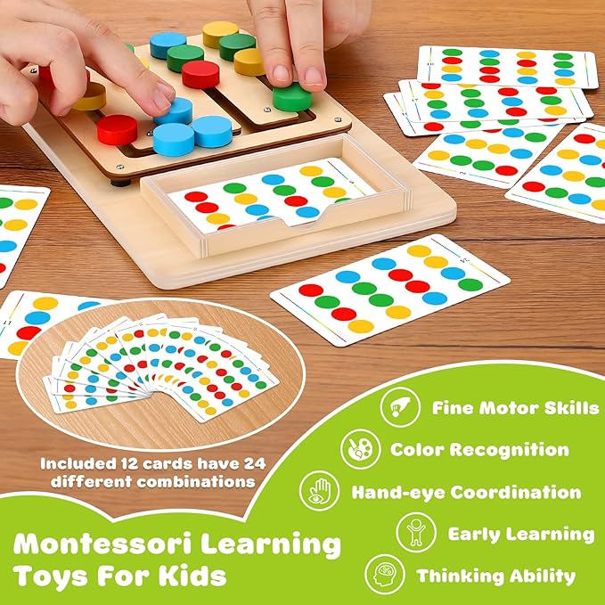 V-Opitos Color Matching Puzzle Toys, Montessori Brain Teasers Game for Kids Age 3, 4, 5, 6, 7 Years Old, Road Trip Toys for Boys & Girls, Handheld Games for Travel, Ideal Christmas, Birthday Gifts