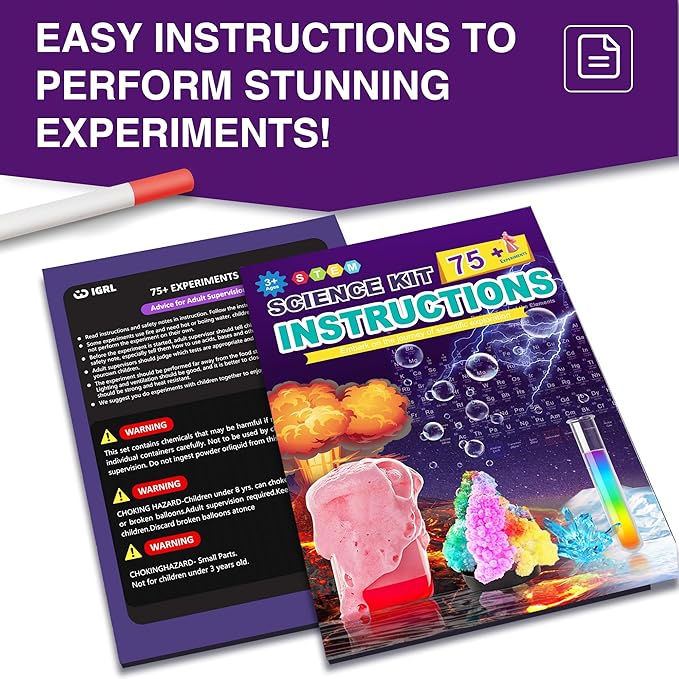 STEM Science Kits for Kids Age 8-12, Mini Science Lab with 75+ Easy Science Experiments, Featuring Chemistry Set, Science Magic, Earth Science, Educational Toys for Boys and Girls