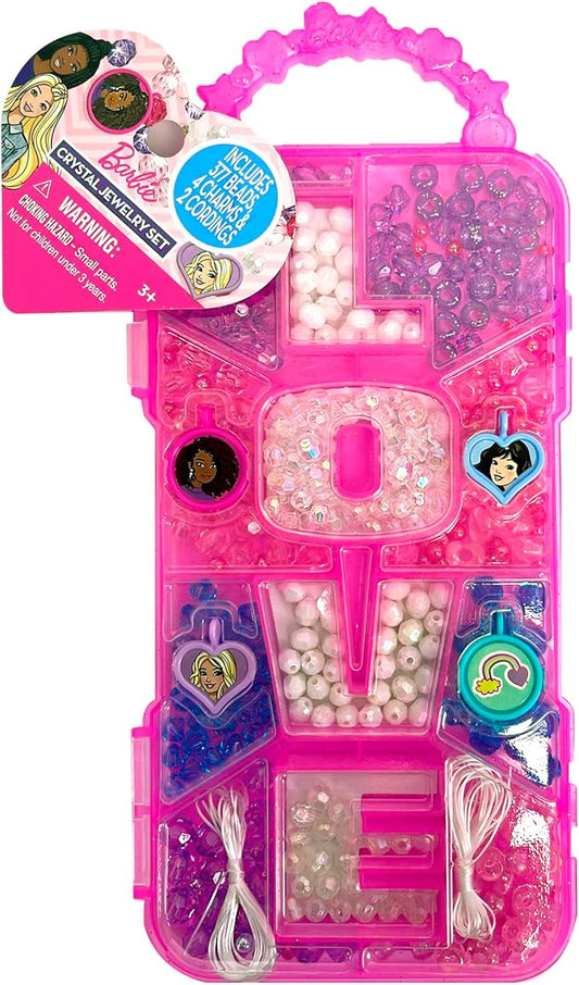 Barbie Crystal Jewelry Set - Sparkling Creations for Kids', Jewelry Making Kit, Bracelets, Necklaces, and More, Ages 3 and Up