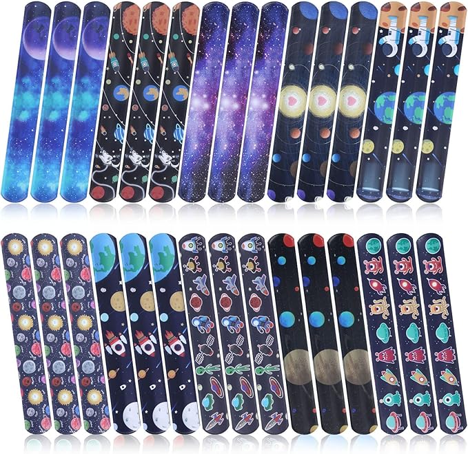 Viicoor 30PCS Space Slap Bracelets Snap Bracelet Wrisrtband for Party Favors Basket Bag Filler School Prizes Gifts Party Favors Bulk