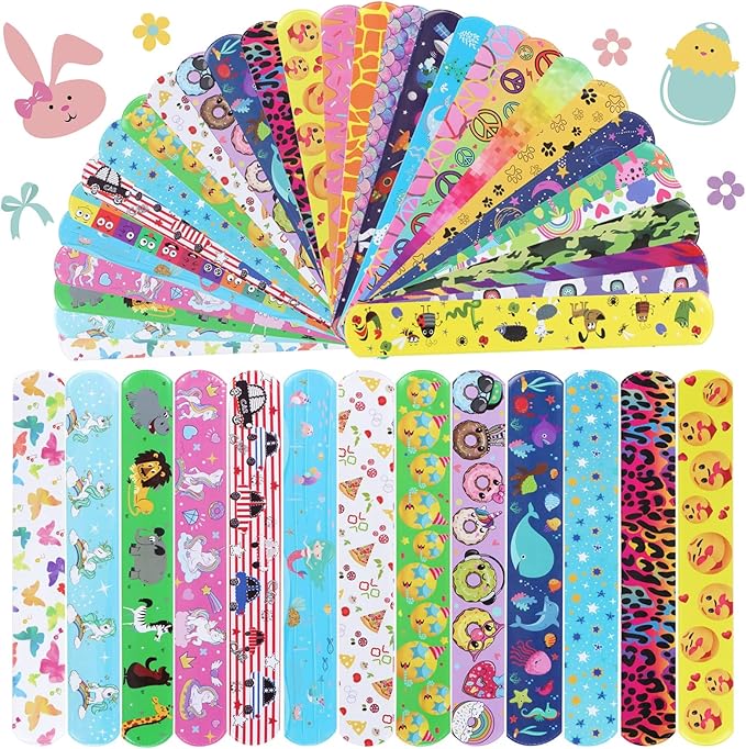 Viicoor Slap Bracelets for Kids 30 PCS Wristbands Snap Bracelet Bulk Gadget Gifts Prizes Students