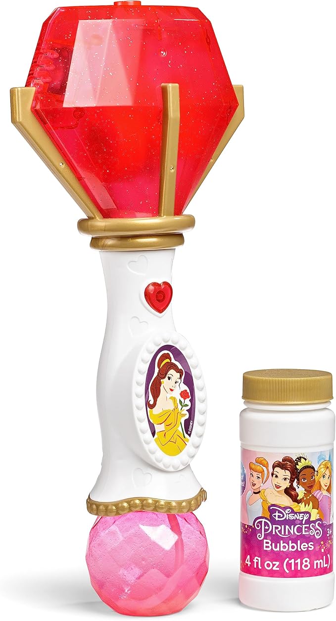 Little Kids Disney Princess Beauty and The Beast Belle Light and Sound Musical Bubble Wand, Includes Bubble Solution