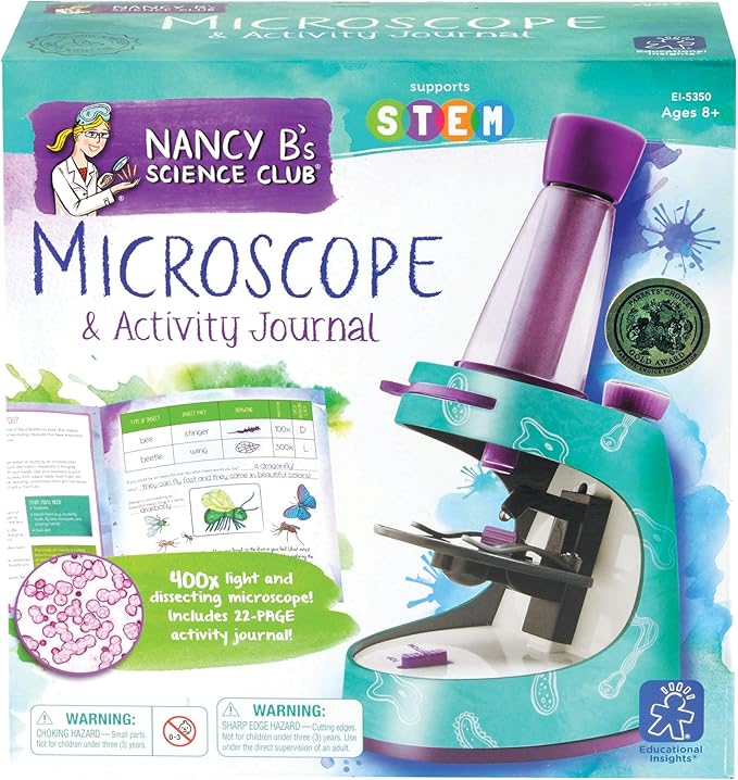 Educational Insights Nancy B's Science Club Microscope for Kids, Microscope Kit, Gift for Boys & Girls, Ages 8-12