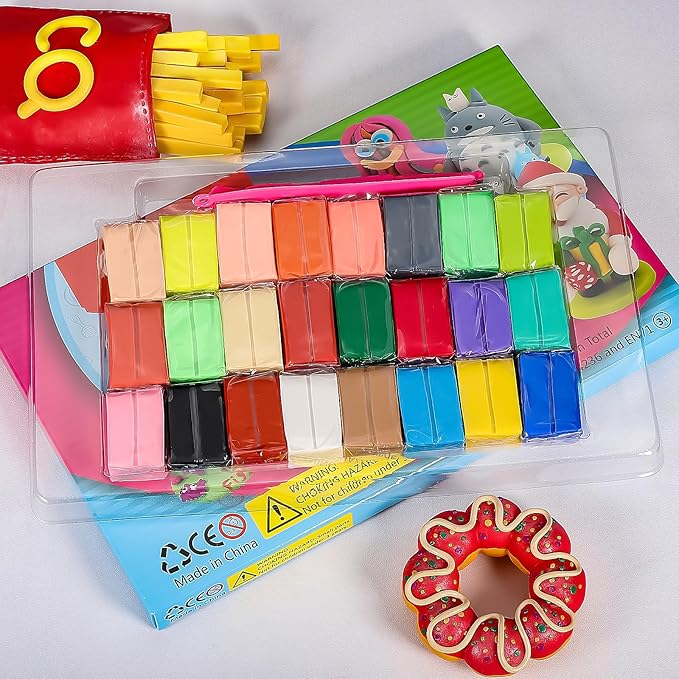 CiaraQ 24 Colors Small Block Polymer Clay Starter kit, Oven Bake Clay, DIY Molding Clay, Great for Kids, Beginners