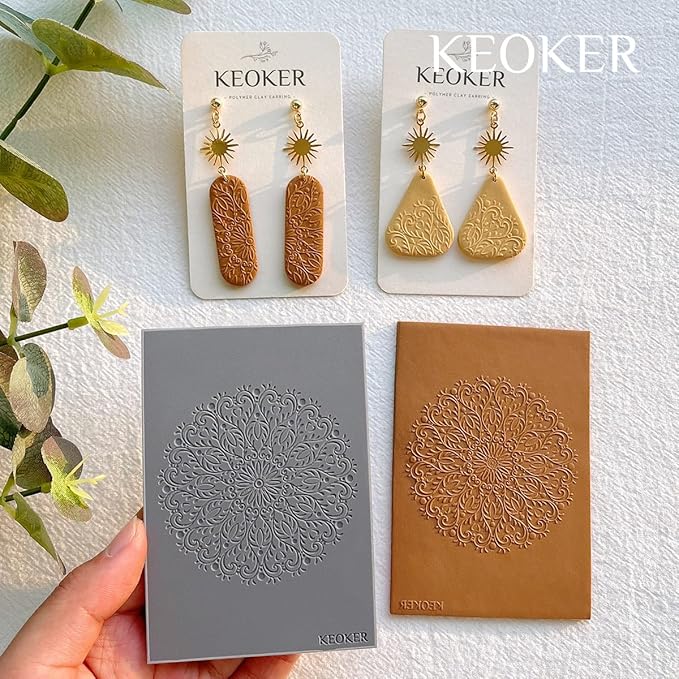 KEOKER Polymer Clay Texture Sheets Set, Works with Boho Polymer Clay Cutter, The Same Effect as Polymer Clay Texture Roller, Boho Texture Sheets for Polymer Clay (1-3)