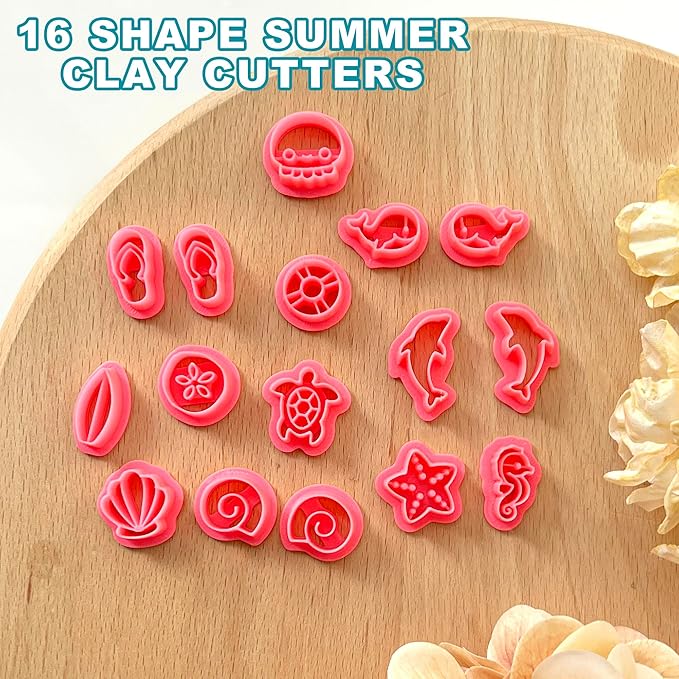 Dacmern 16PCs Summer Polymer Clay Cutters for Earring Making, Ocean Animal Clay Earring Cutters Set, Polymer Clay Earrings Tools and Kits for Clay Jewelry Making