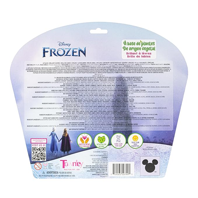 Disney Frozen 12 Piece Plant Based Lip Gloss, Girls Party Favors, First Makeup Set for Girl, Perfect for Parties, Sleepovers, and Birthday Gifts, Elsa and Anna, Ages 3+, by Townley Girl