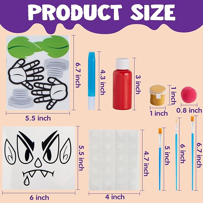 Klever Kits Halloween Pumpkin Painting Kit, Party Favor for Kids, Halloween Arts Crafts Party Supplies, Glowing in The Dark Pumpkin Decorating Kit, DIY Coloring Set for Classroom Activities Games