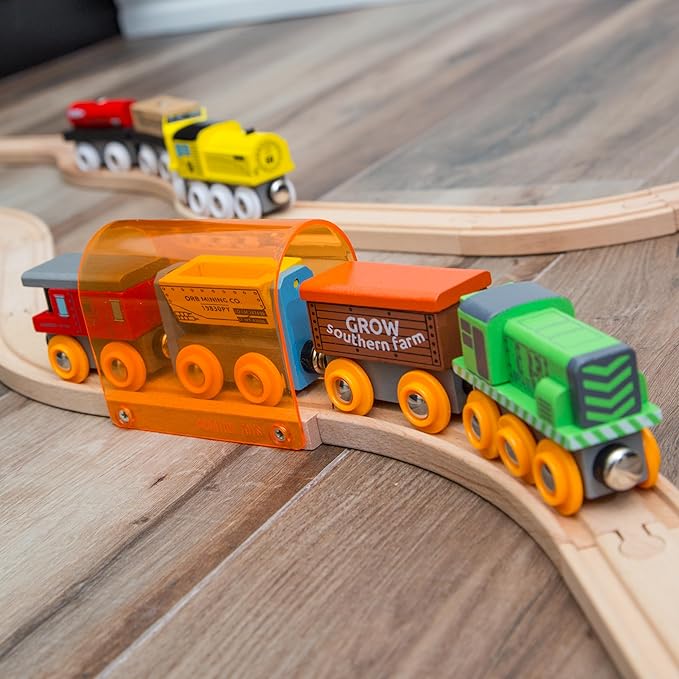 56 Piece Wooden Train Track Expansion Pack with Tunnel Compatible Thomas Wooden Railway Brio Chuggington Imaginarium Set by Orbrium Toys.