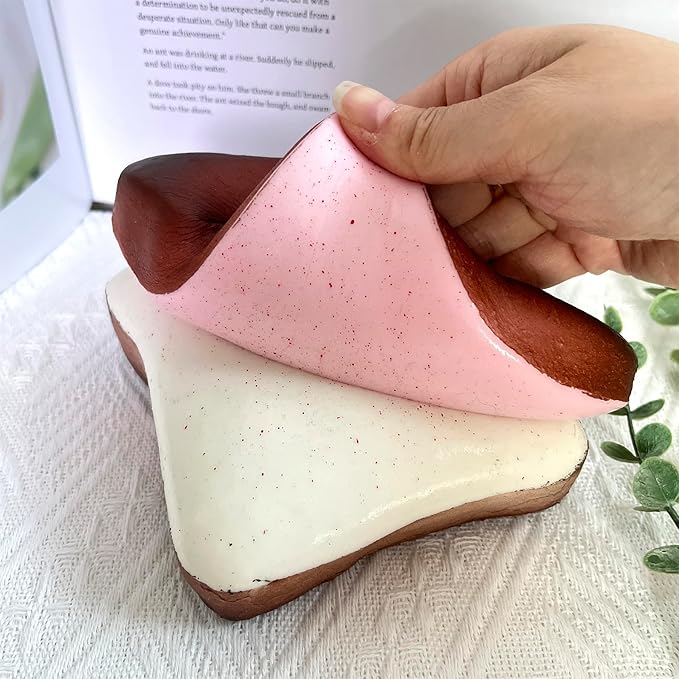 Bread Butter Squishy,Slow Rising Squishy,Stress Balls,Stress Relief & Fidget for ADHD,Party Favor Gift (Pink and White)