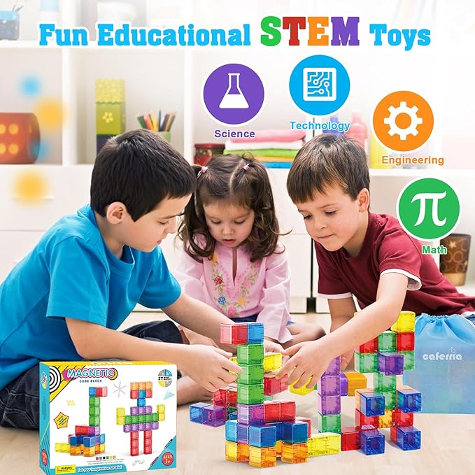 1.38 inch Magnetic Blocks Toddler Toys, 30pcs Translucent Building Blocks Building Toys for Ages 2-4 5-7, Preschool STEM Magnet Sensory Montessori Toys for 2 3 4 5 6 Year Old Boys Girls
