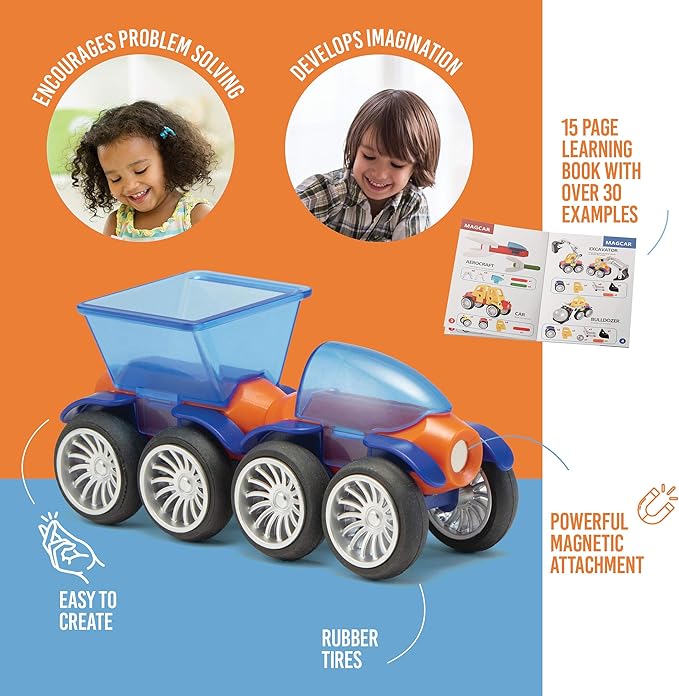 Play Brainy Magnetic Toy Cars Set for Boys and Girls - Brilliant Educational Toys for Toddlers and Preschoolers - Montessori Toy is Load of Fun & Helps with Developmental Skills (90 Piece)