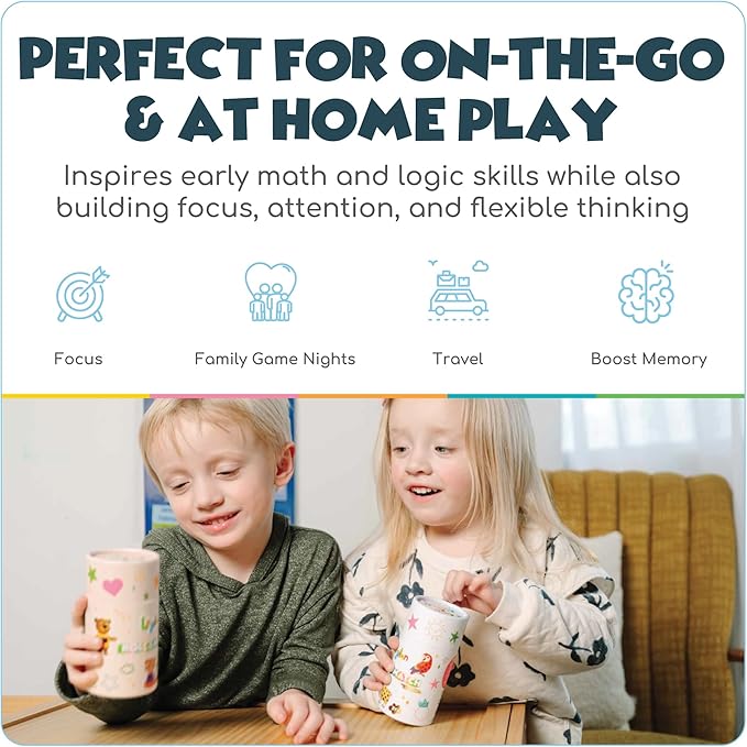 Roll & Match Montessori Game for Kids 3-6+ | STEM Dice & Tile Matching Toy for Preschool Learning | Shapes, Colors, Animals, Logic & Memory | Educational Family Board Game for Boys & Girls