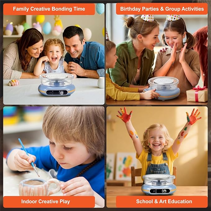 Funspire Pottery Wheel for Kids,mini Pottery Wheel for Children and Beginners - 4.7-inch Electric Pottery Wheel with Adjustable Speed, Low Noise, Precise Control, Includes 16 Pottery Tools