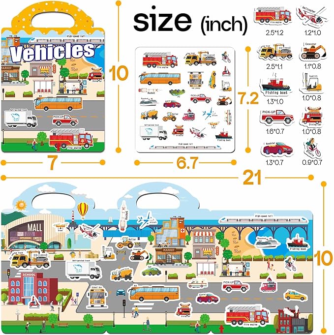 iGetooy 6 Sets Reusable Sticker Book for Toddlers 1-3, Jelly Sticker Books for Toddlers 2-4 Years, Toddler Travel Toys for Kids 2 3 4 Year Old Girls Boys